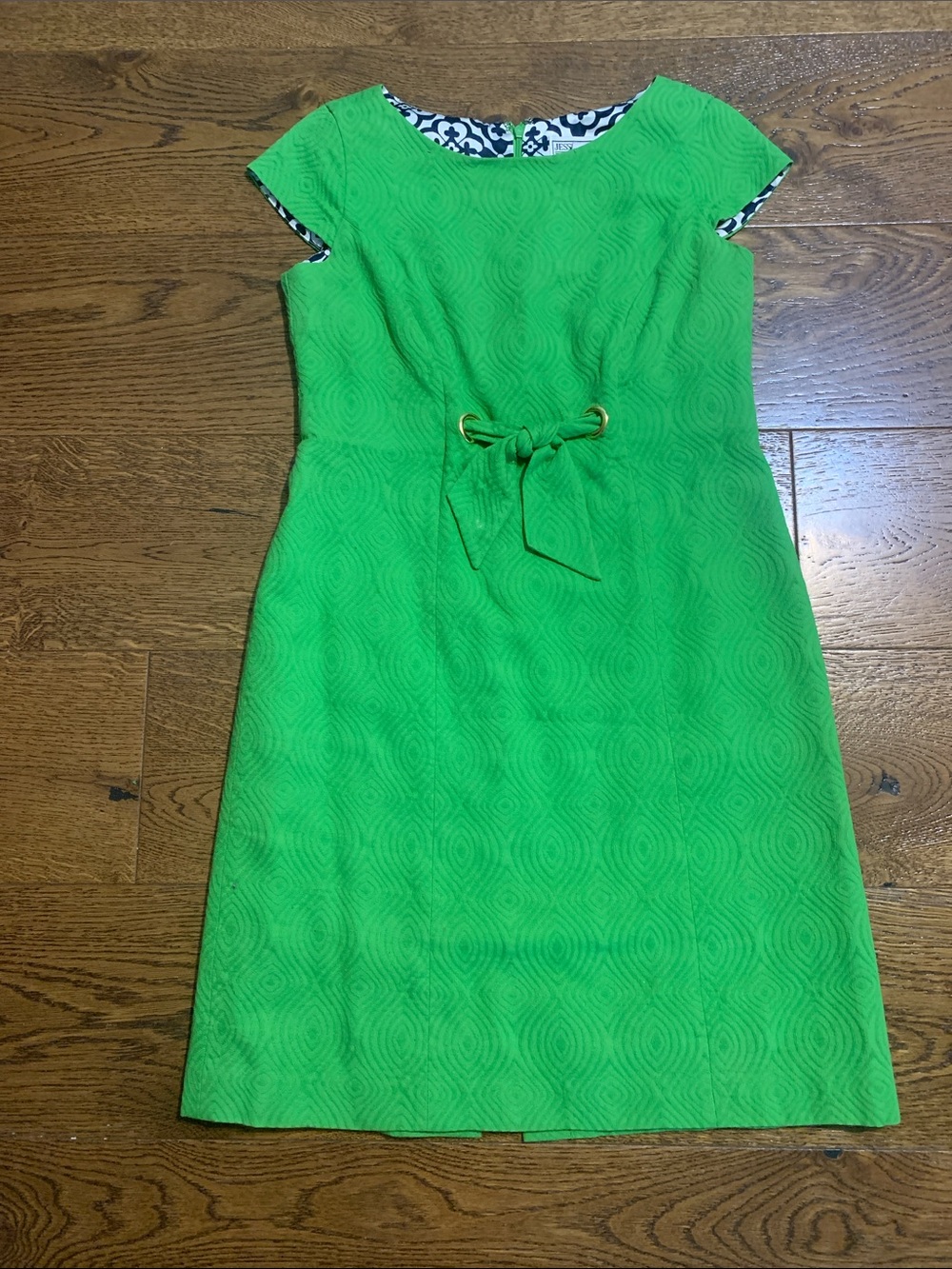 Jessica Howard Bright Green Tie-Waist Sheath Dress